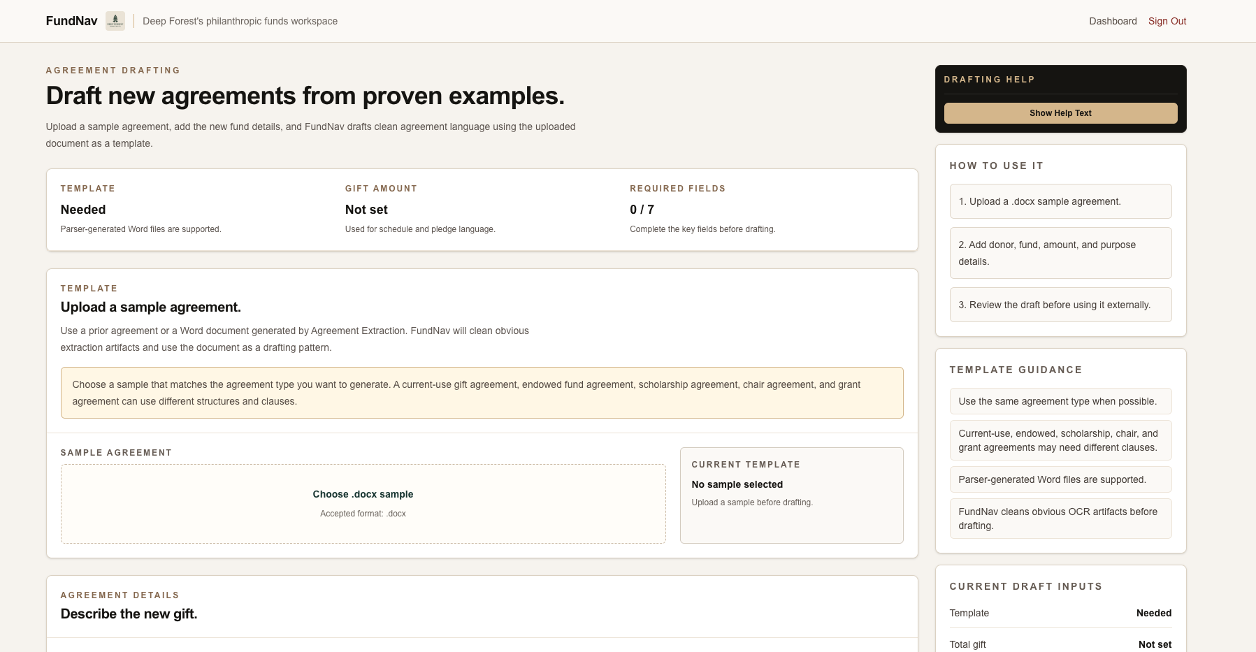 FundNav agreement drafting tool